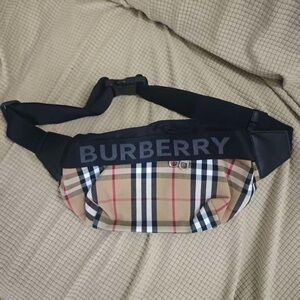 Burberry Beige and Black Check Belt Bag